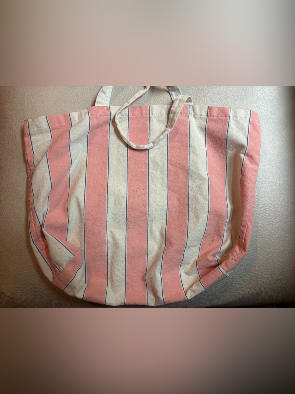 Sezane Pink & White Striped 'Bonjour' Tote Bag - Picture 2 of 2